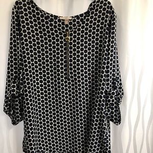 Blue and white blouse